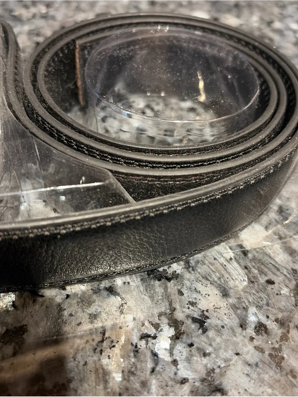 COMFORT CLICK Black Leather Belt Automatic Adjustable 28” To 48” As Seen On TV